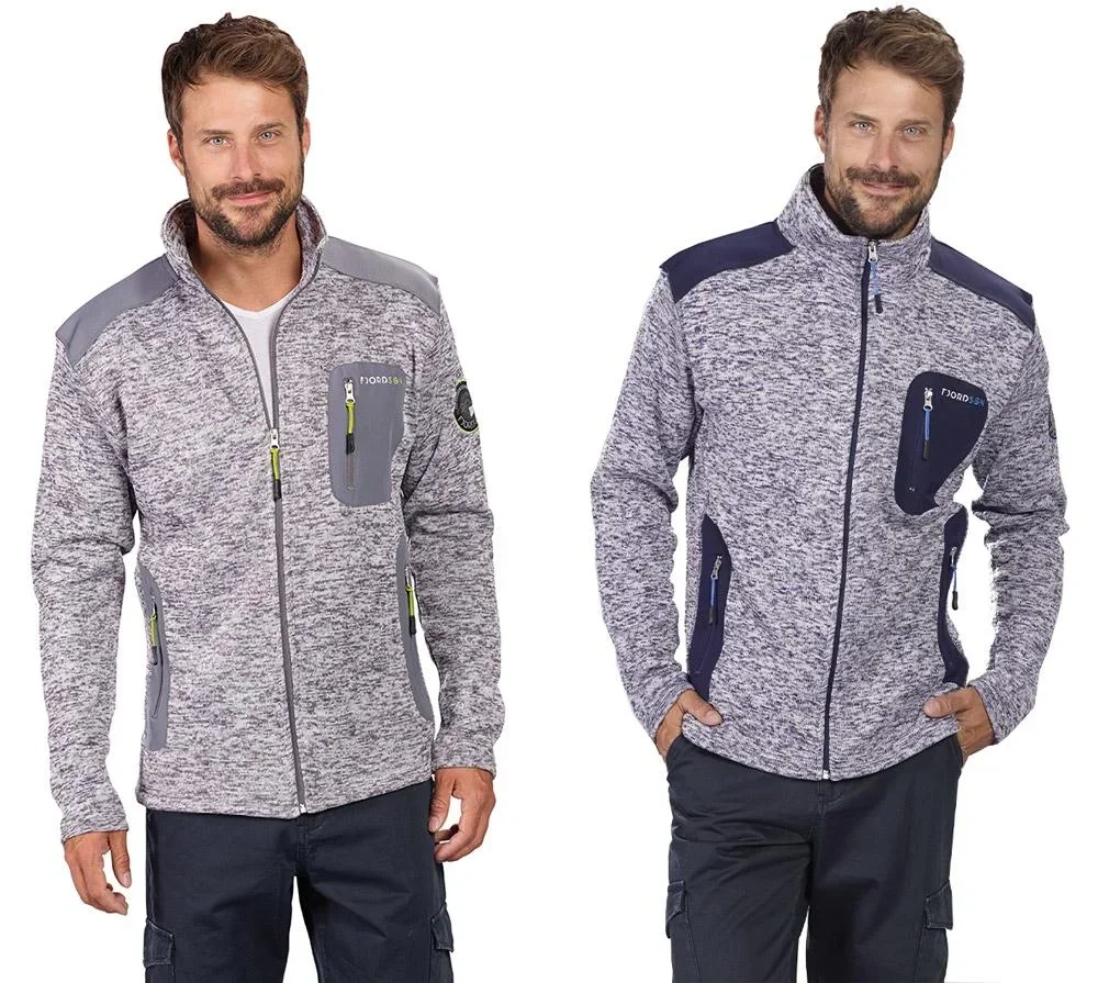 Strickfleece Jacke mit Reißverschluß, Farbe marine/grau melange, Gr. 2XL