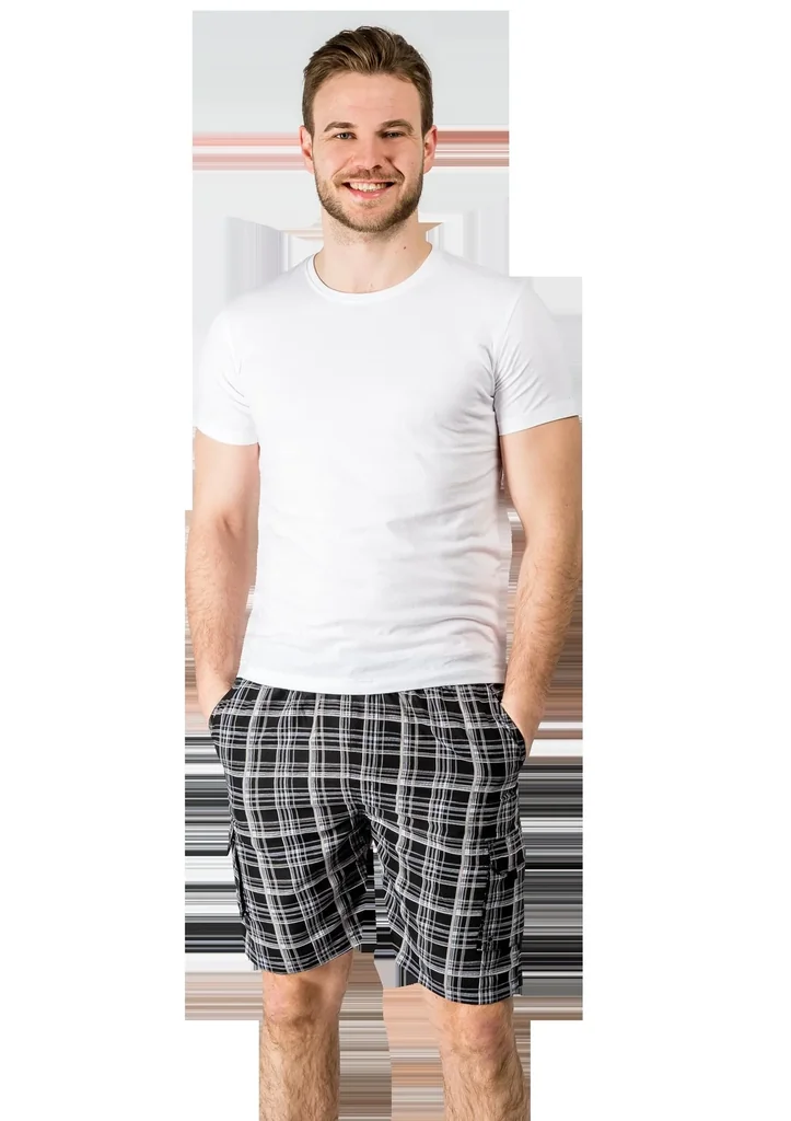 Short mit Cargotasche, Farbe marine/kariert, Gr.L