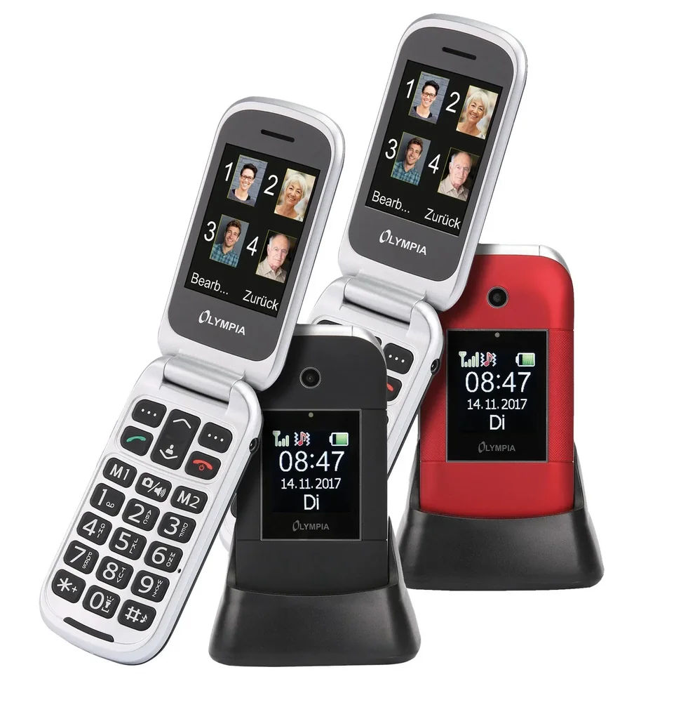 Mobiltelefon Janus mit extra großen Wähltasten und integrierter Kamera mit Blitzlicht