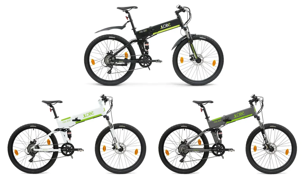 Unisex E-Mountain-Bike, 27,5 Zoll, Rahmenhöhe 48 cm, 9‐Gang Kettenschaltung, weiß, faltbar - FML830, 10,4 Ah