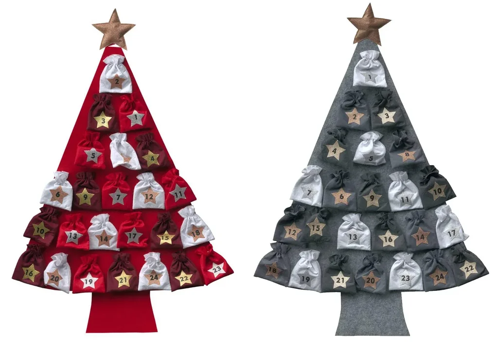 Adventskalender "Tannenbaum", zum Befüllen, rot