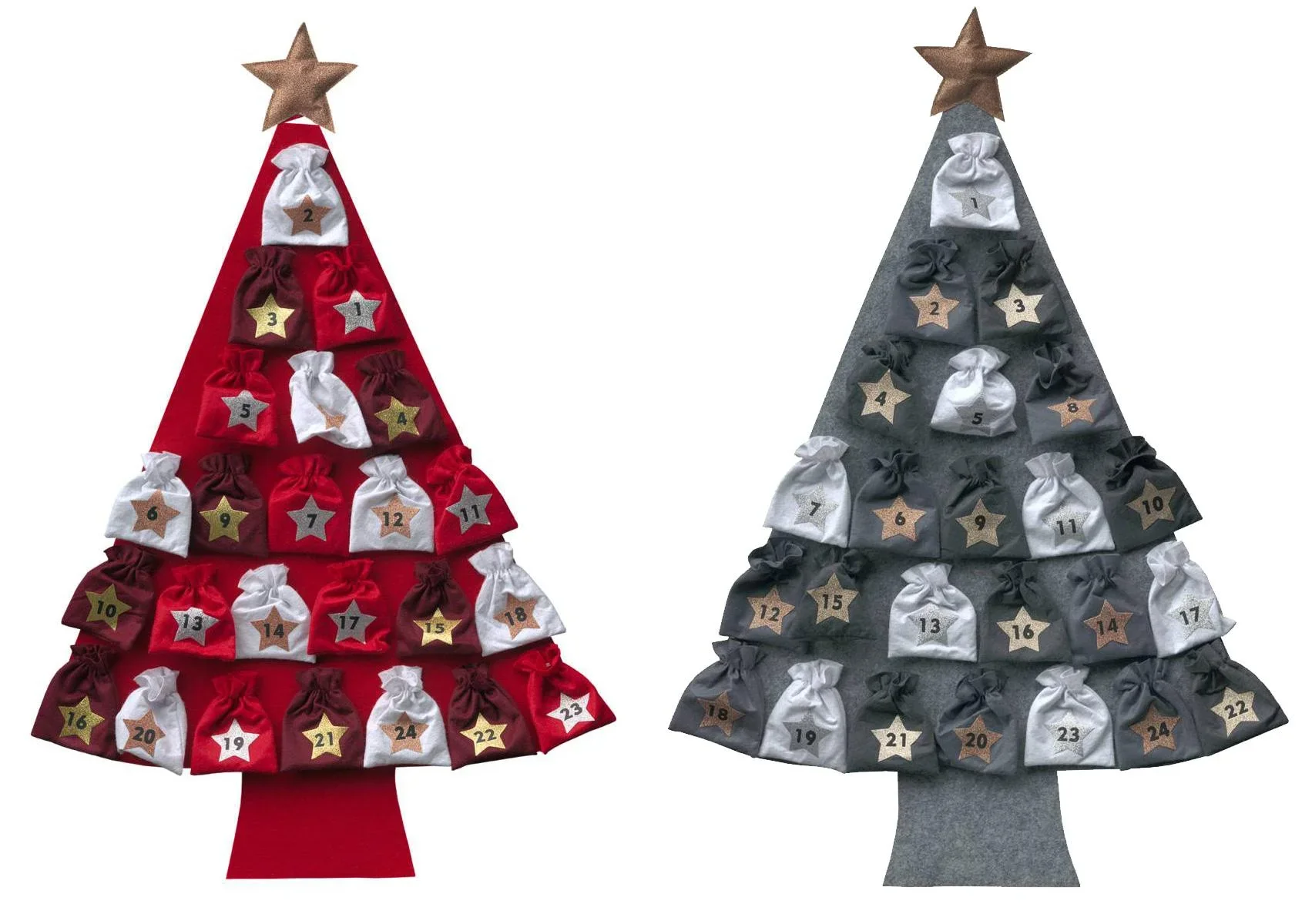 Adventskalender "Tannenbaum", zum Befüllen, rot