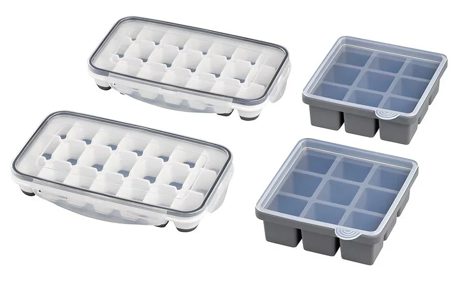 Eiswürfelform inklusive transparentem Deckel, für 9 Eiswürfel, Eiswürfelgröße 4 x 4 x 4 cm