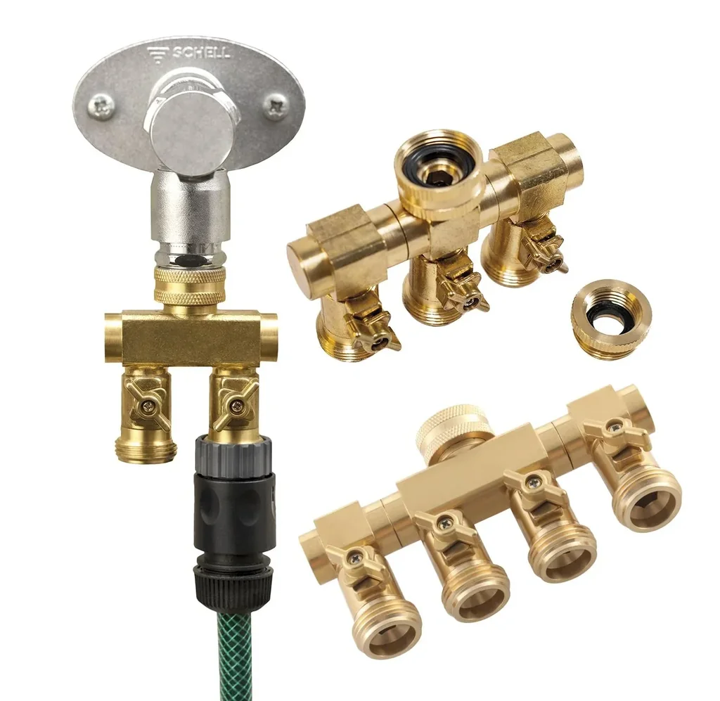 4 Wege Wasserverteiler - 4 Zapfstellen Außengewinde 3/4"