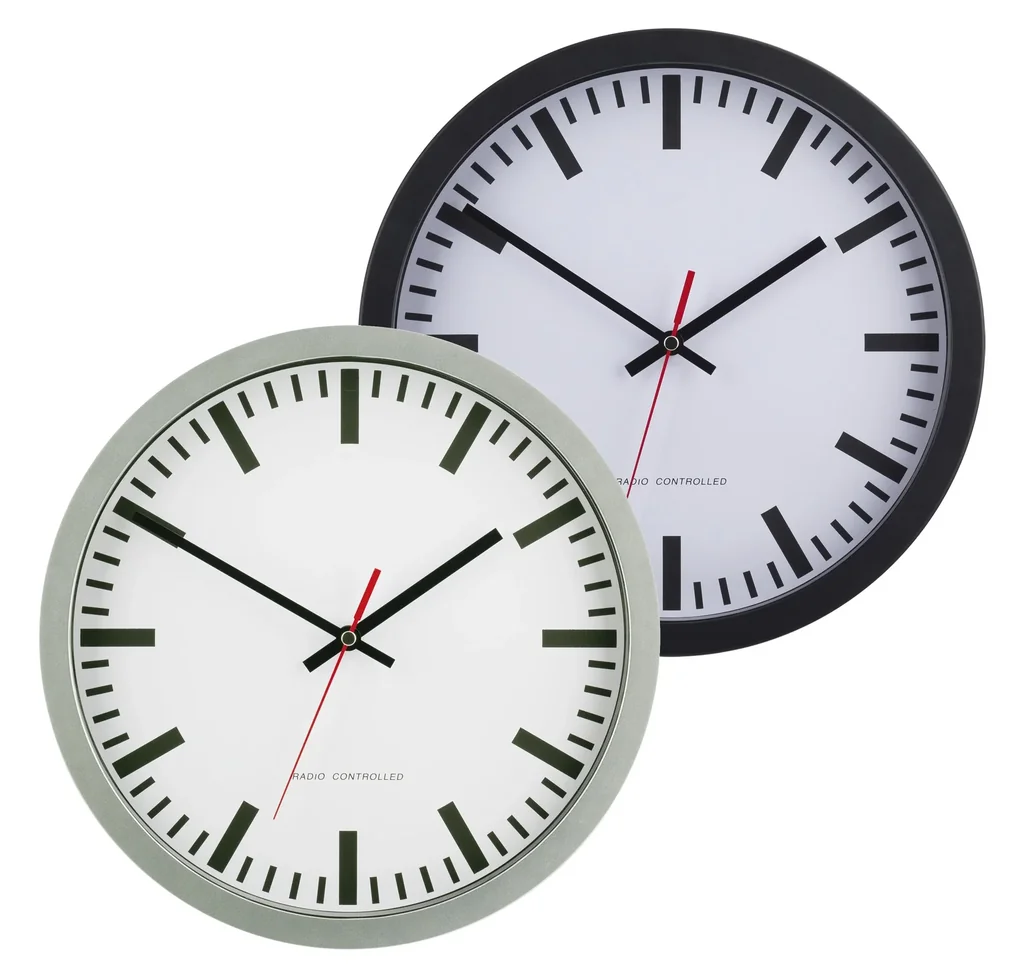 Funkwanduhr 30 cm, silber