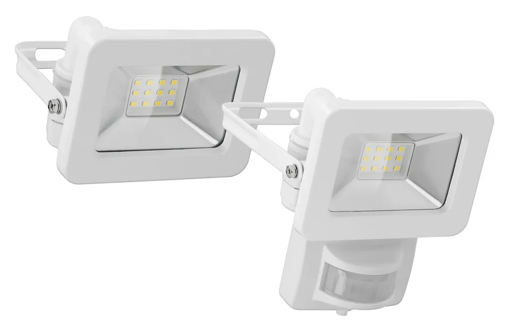 LED Außenstrahler mit Bewegungsmelder Weiß, 50 Watt - 4250 Lumen