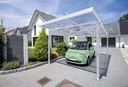 Carport Premium, weiß, 3094 x 5620 mm - Polycarbonat Stegplatten 16 mm, bronze