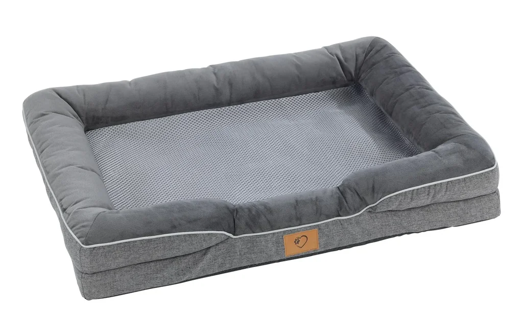 Orthopädisches Hundebett, Grau, Größe L, 100 x 70 x 16 cm