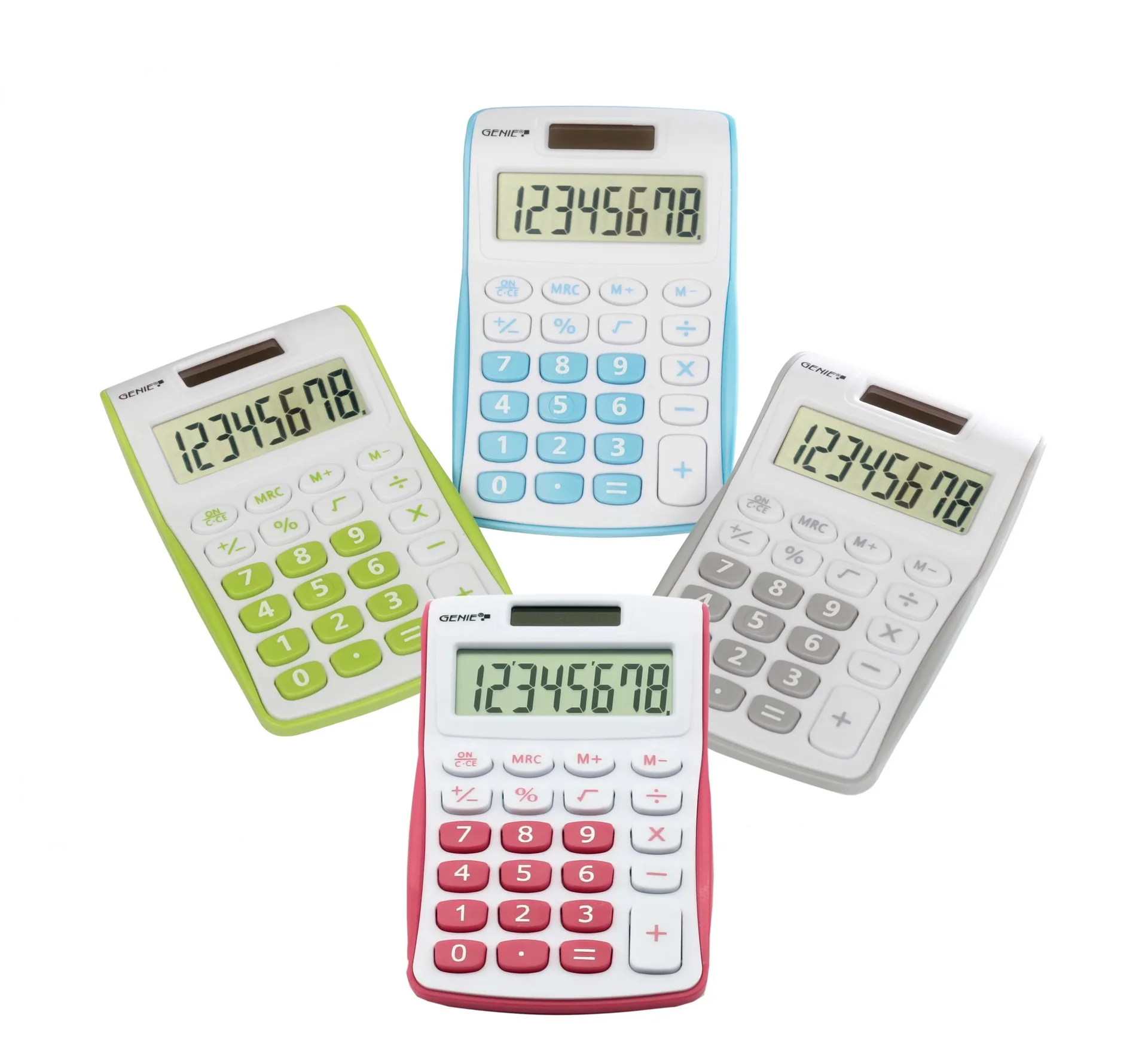 Kompakter Taschenrechner mit 8stelligem Display und Dual-Power, silber