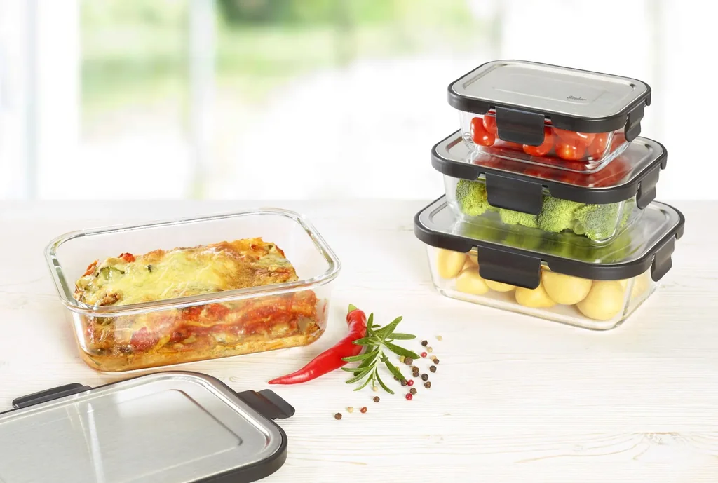 Glas Vorratsdosen Edelstahl-Klick 6-teilig, 370/620/1000 ml - Frischhaltedosen! Glasdosen!