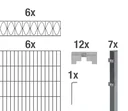 Doppelstabmattenzaun Sets anthrazit mit Dekorelement "Eleganz", Länge: 12 m, Höhe: 120 cm