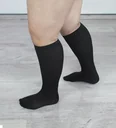 Reisestützstrümpfe für kräftige Waden, schwarz, Größe 39-41, Doppelpack