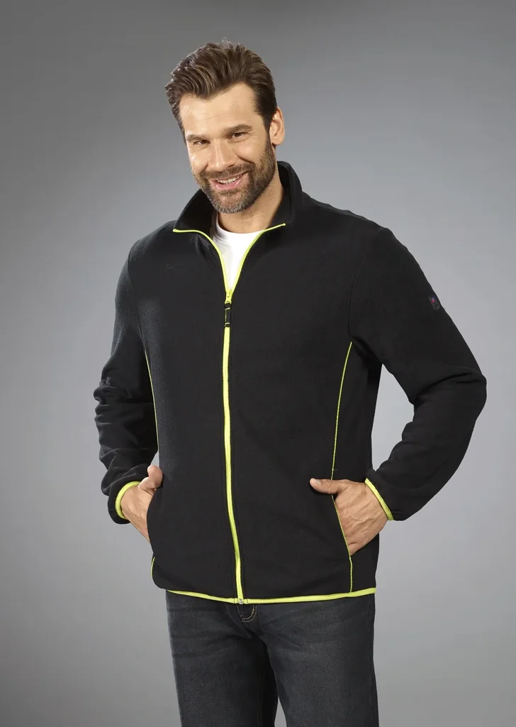 Fleecejacke in leichter Qualität, Farbe schwarz/limette, Gr.XL