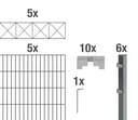 Doppelstabmattenzaun Sets anthrazit mit Dekorelement "Nexus", Länge: 10 m, Höhe: 100 cm