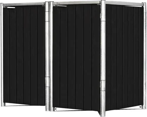 Mülltonnenbox 240 Liter, Kunststoff, Schwarz, mit Verbinder, 2er