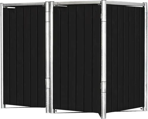 Mülltonnenbox 240 Liter, Kunststoff, Schwarz, mit Verbinder, 2er