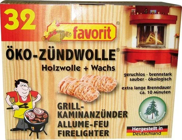 Feueranzünder Öko Zündwolle, 5 Packungen je 32 Stück