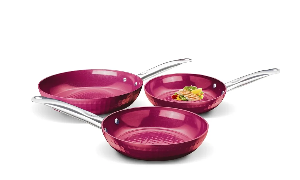 Pfannenset Ceraflon Prestige Diamant XXL Antihaft, 3 teilig Magenta - Ø 20 cm / 24 cm/ 28 cm
