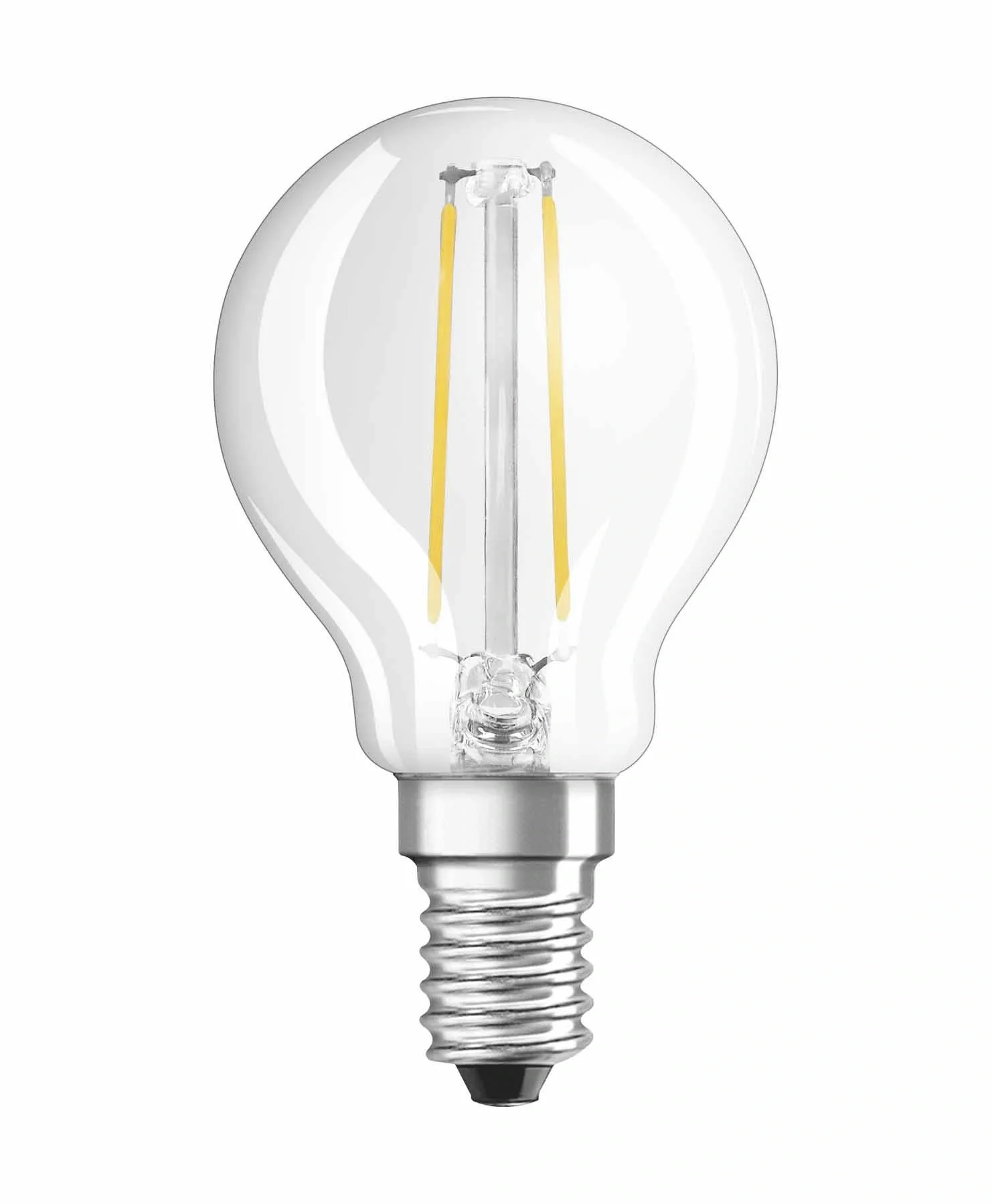 LED CLASSIC P25 Filament Lampe in Tropfenform mit 2,5 Watt, E14, warmweiß, klar