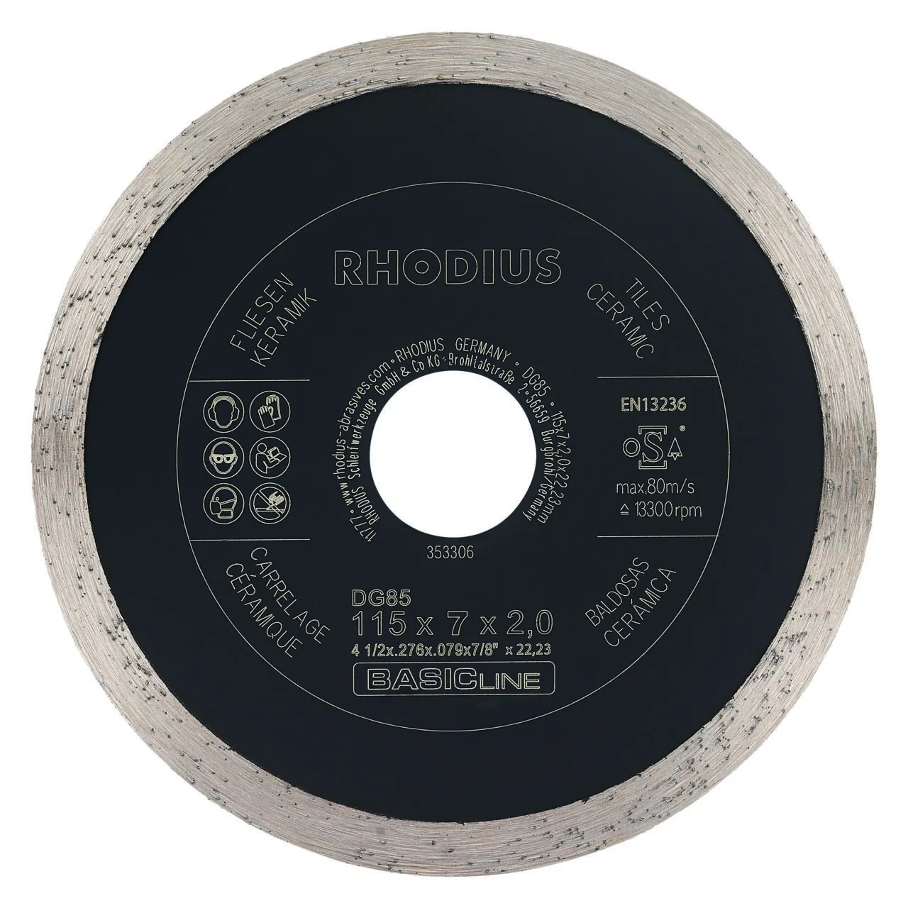 Diamanttrennscheibe Fliesen & Keramik DG85 TILES, 125 x 7 x 2 x 22,23 mm