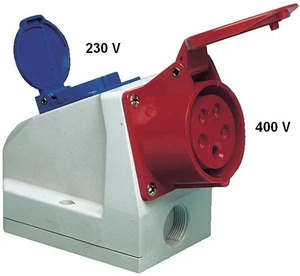 Kombi-Kraftsteckdose 5 x 32A 400V , 1x 230 V Schutzkontaktsteckdose