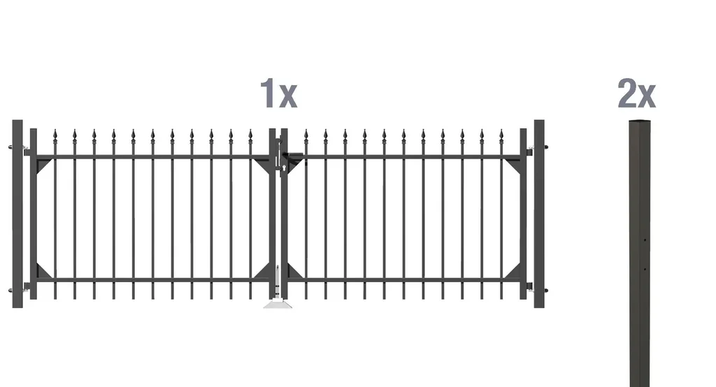 Doppeltor-Set Chaussee inkl. Pfosten 3 x 1 m anthrazit matt