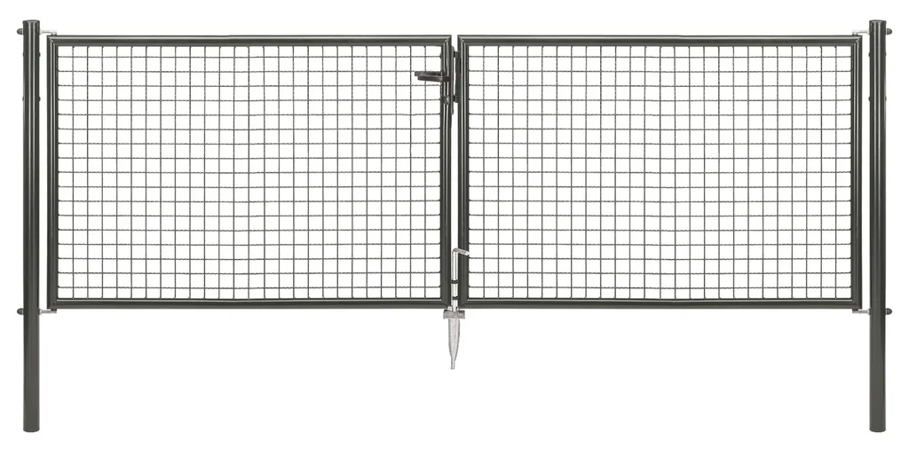 Doppeltor-Set Wellengitter inkl. Pfosten 3 x 1,5 m anthrazit