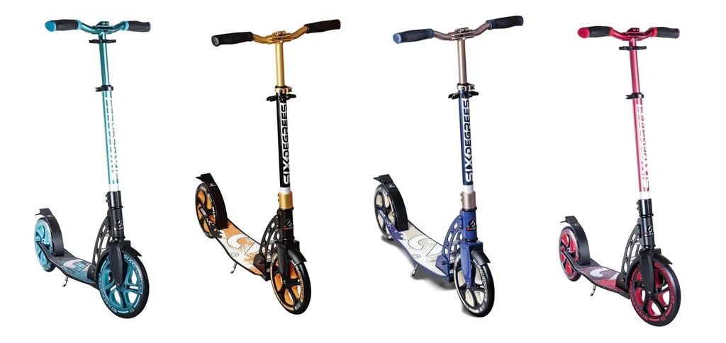 Aluminium Scooter mit Klappmechanismus und Ständer, 230/215 mm, ABEC 7, höhenverstellbar, türkis