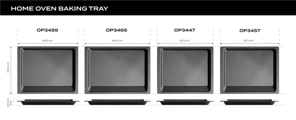 Ofen- und Backplatte, Backblech, tief, 459 x 370 x 30 mm