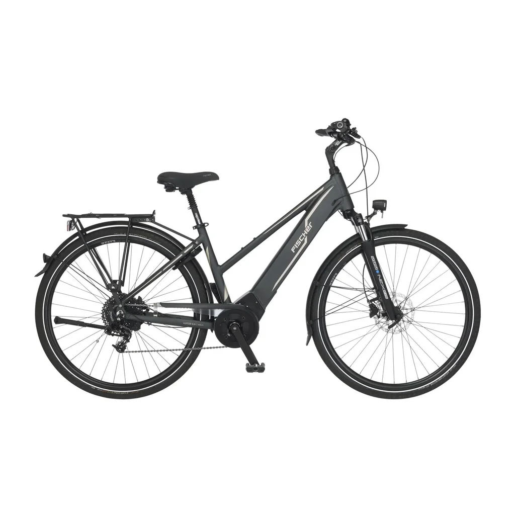 Damen E-Bike Trekking, 28 Zoll, Rahmengröße 44 cm,10-Gang Kettenschaltung, schiefergrau matt, VIATOR 5.0i