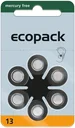 Hörgerätebatterie Ecopack Typ 13 (PR48) ORANGE - 6 Stück