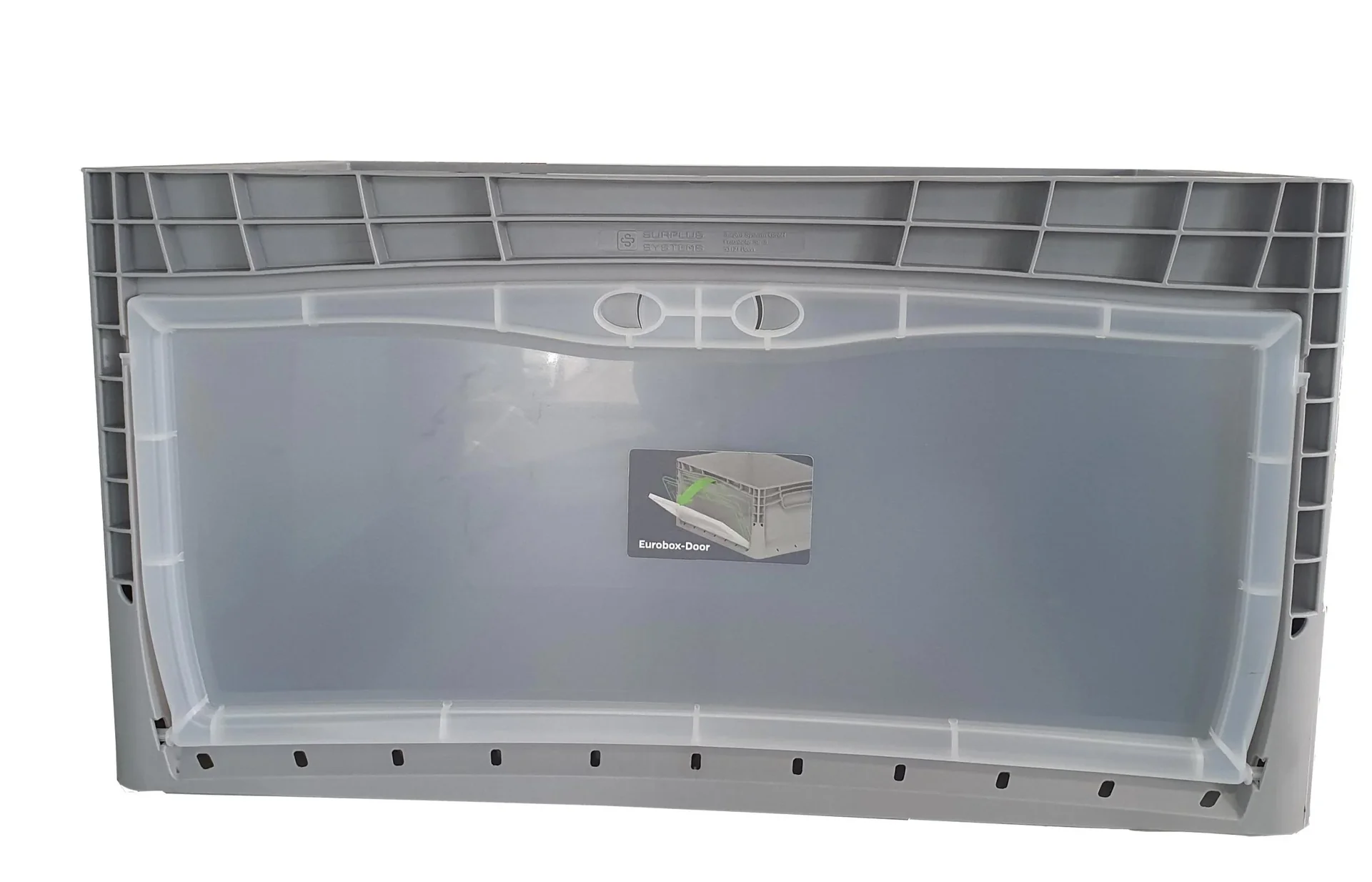 Euro-Norm Behälter, 300 x 400 x 220 mm, grau mit transparenter Entnahmeklappe