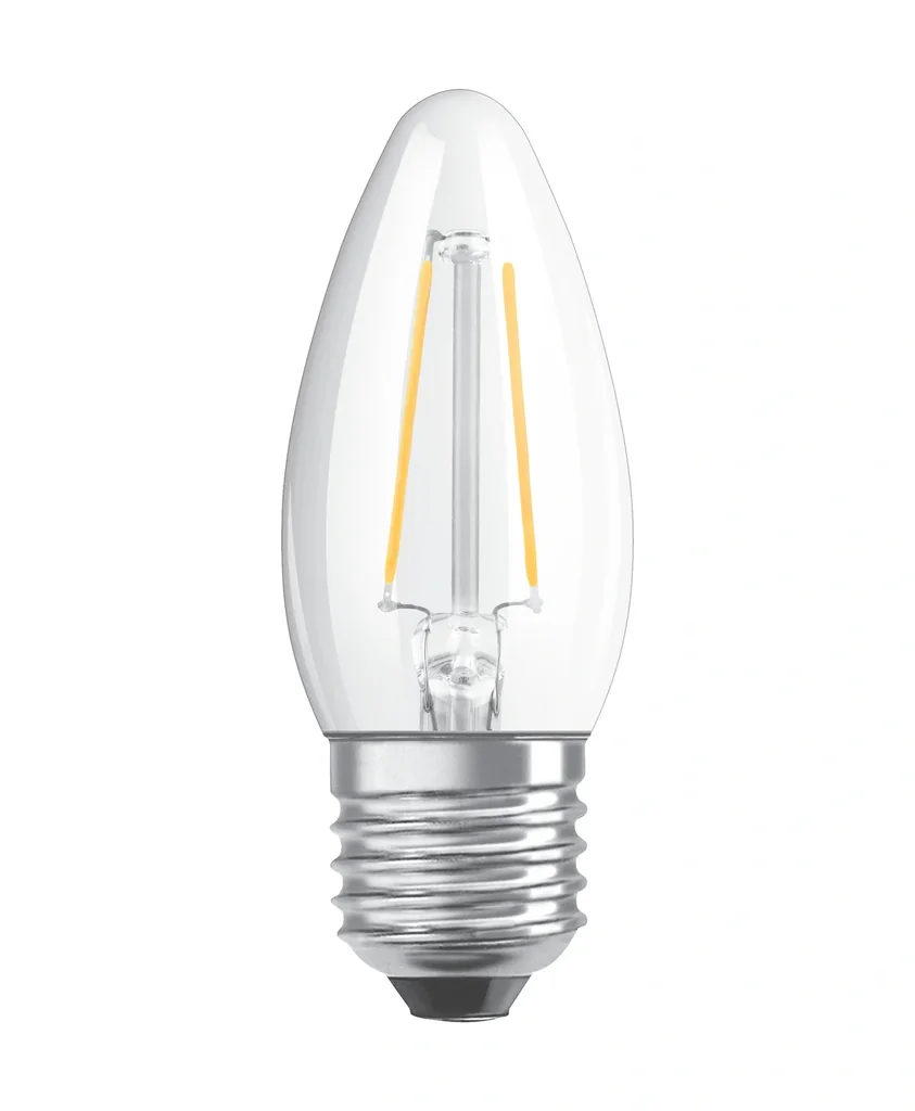 LED SUPERSTAR FILAMENT Kerze mit 5 Watt, E27, warmweiß, klar, dimmbar
