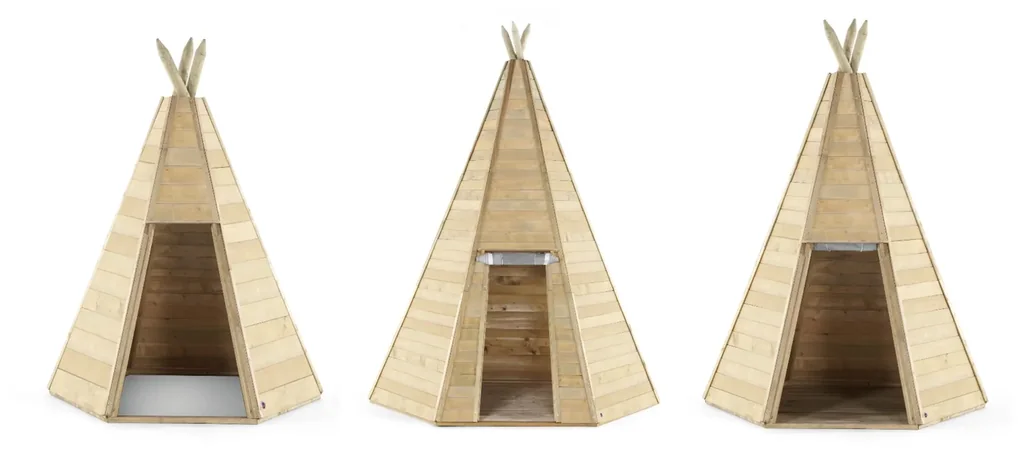 Holz Tipi Hideaway 170, Outdoor-Tipi für Kinder aus Holz, Spielzelt, 1,70 m hoch, natur