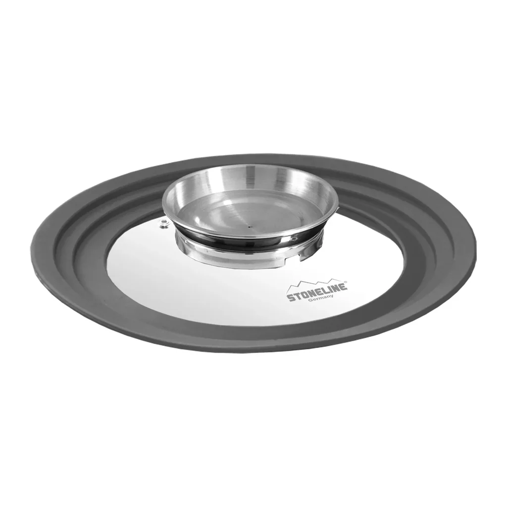 Universal-Glasdeckel mit Silikonrand und Aromaknopf für 24/26/28 cm - Für die Aroma-Küche!