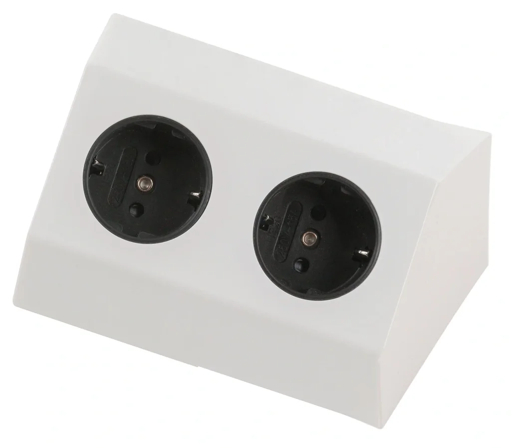 2-fach Schutzkontakt Steckdose mit 1m Anschlusskabel und freien Enden zur Festmontage
