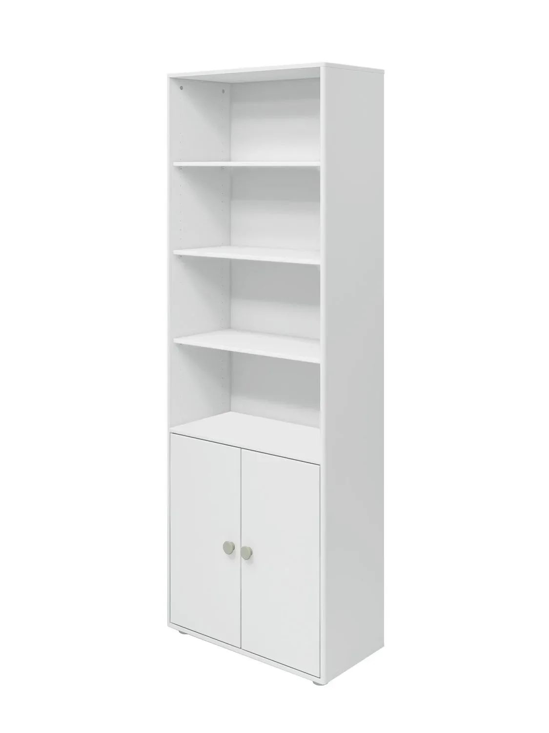 Flexa Bücherregal - Roomie, mit 2 Türen, 72x202,5 cm, Farbe: Weiß/Naturgrün
