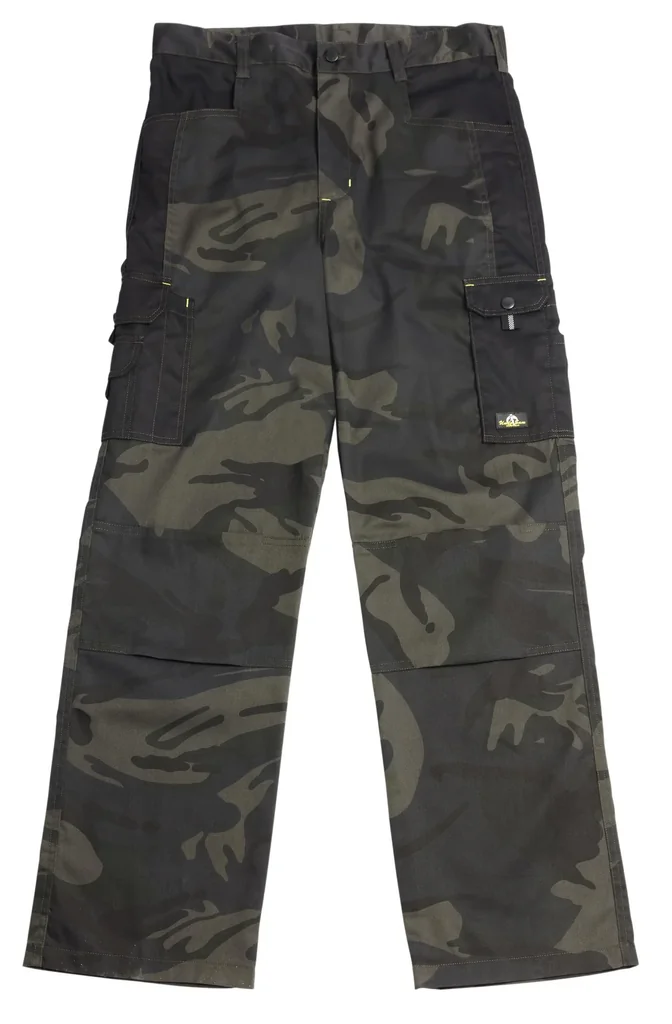 Bundhose mit Cargotasche und Hammerschlaufe, Farbe oliv camouflage, Gr.58