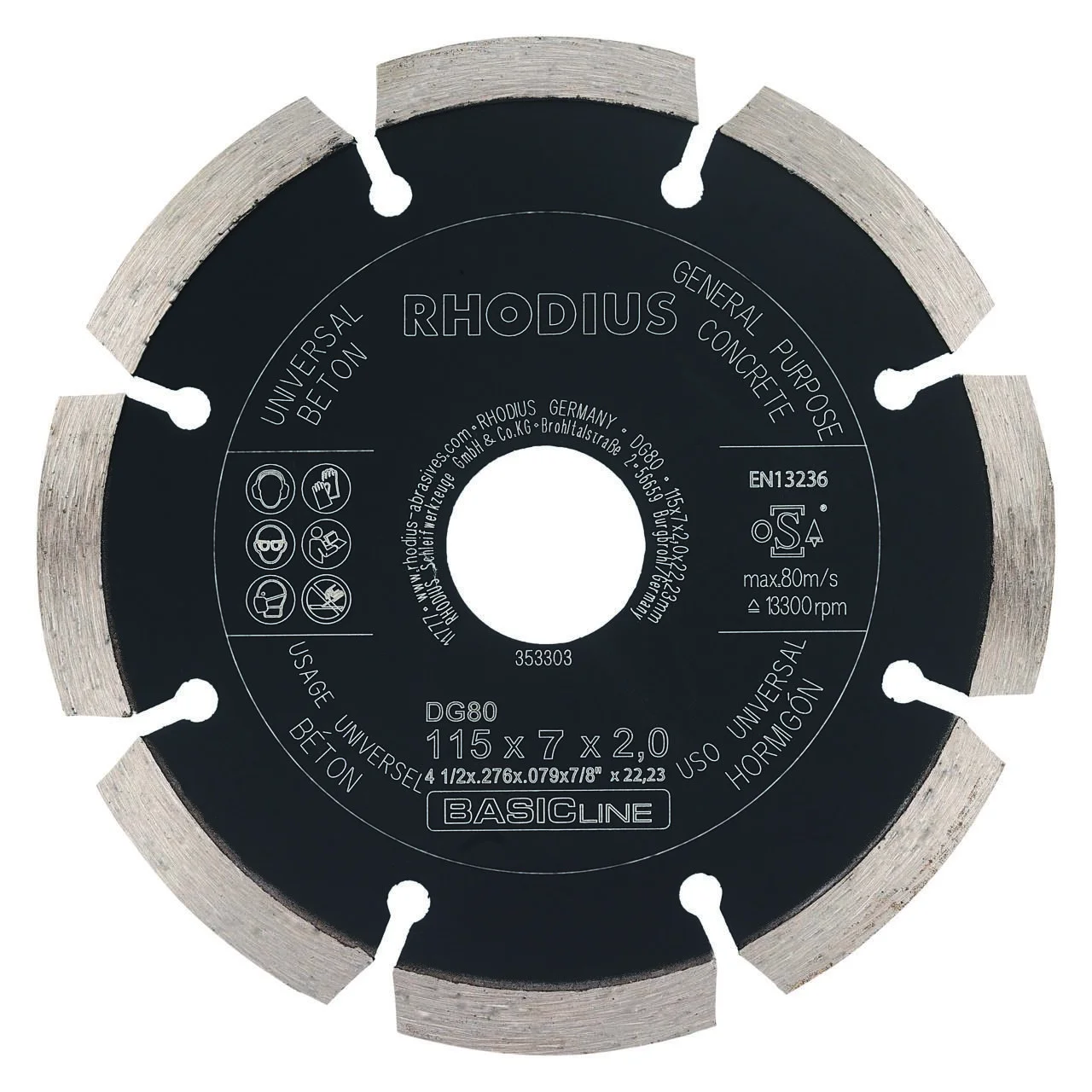 Diamanttrennscheibe Beton DG80 CONCRETE, 115 x 7 x 2 x 22,23 mm