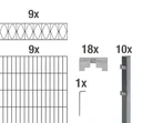 Doppelstabmattenzaun Sets anthrazit mit Dekorelement "Eleganz", Länge: 18 m, Höhe: 100 cm