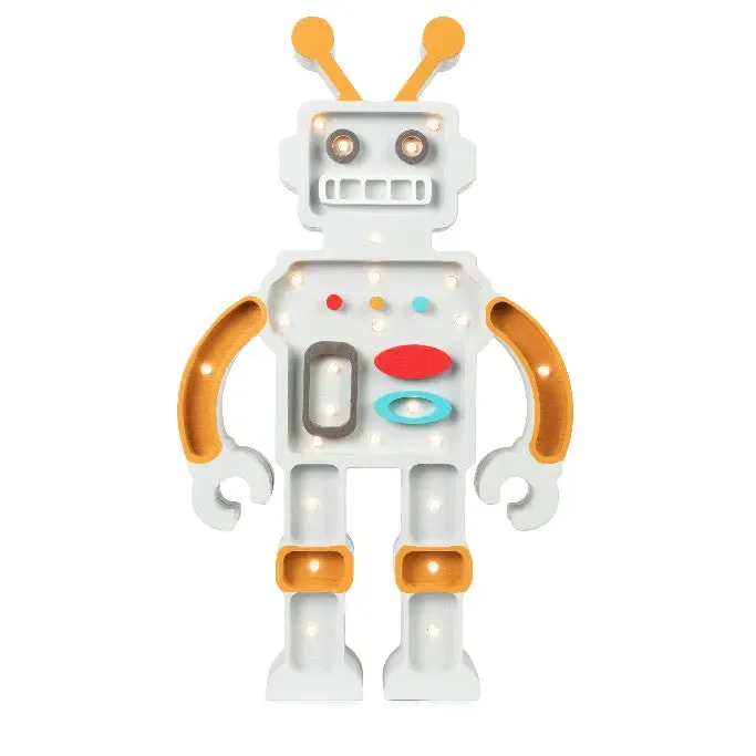 Little Lights Nachtlicht Kinder, Nachtlampe Roboter - 100% Kiefernholz natur, Farbe: Metallisches Grau