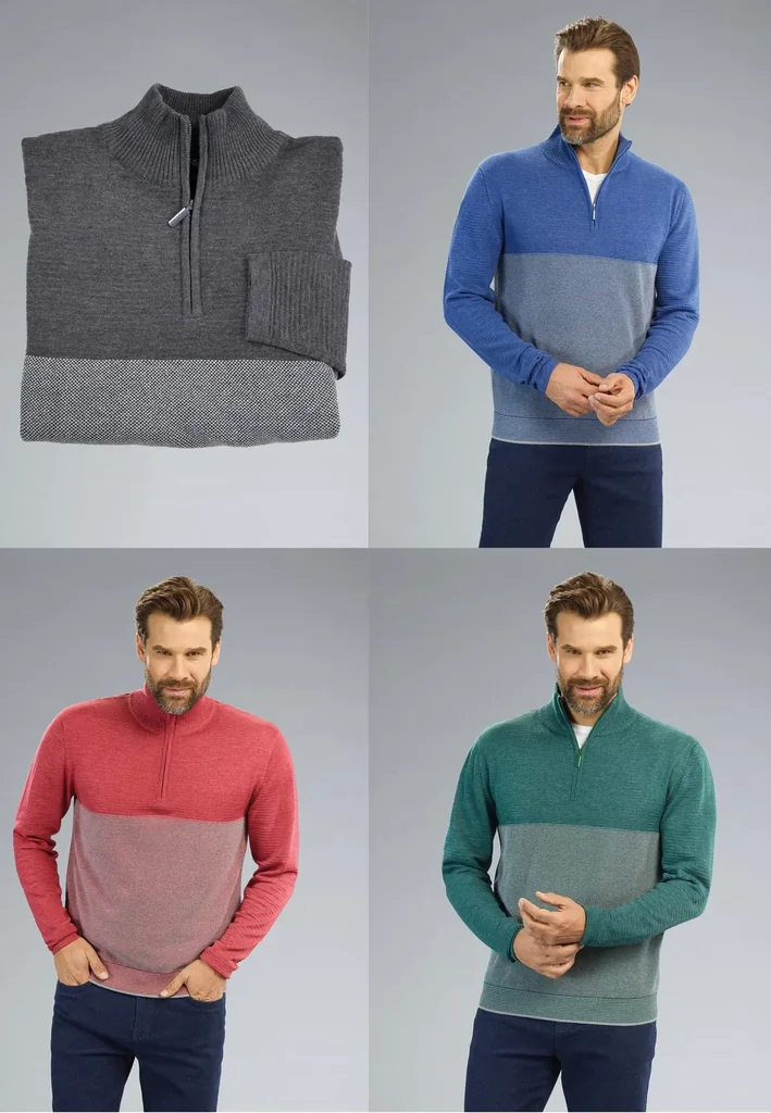 Pullover mit Reißverschluß, Farbe grün, Gr.M