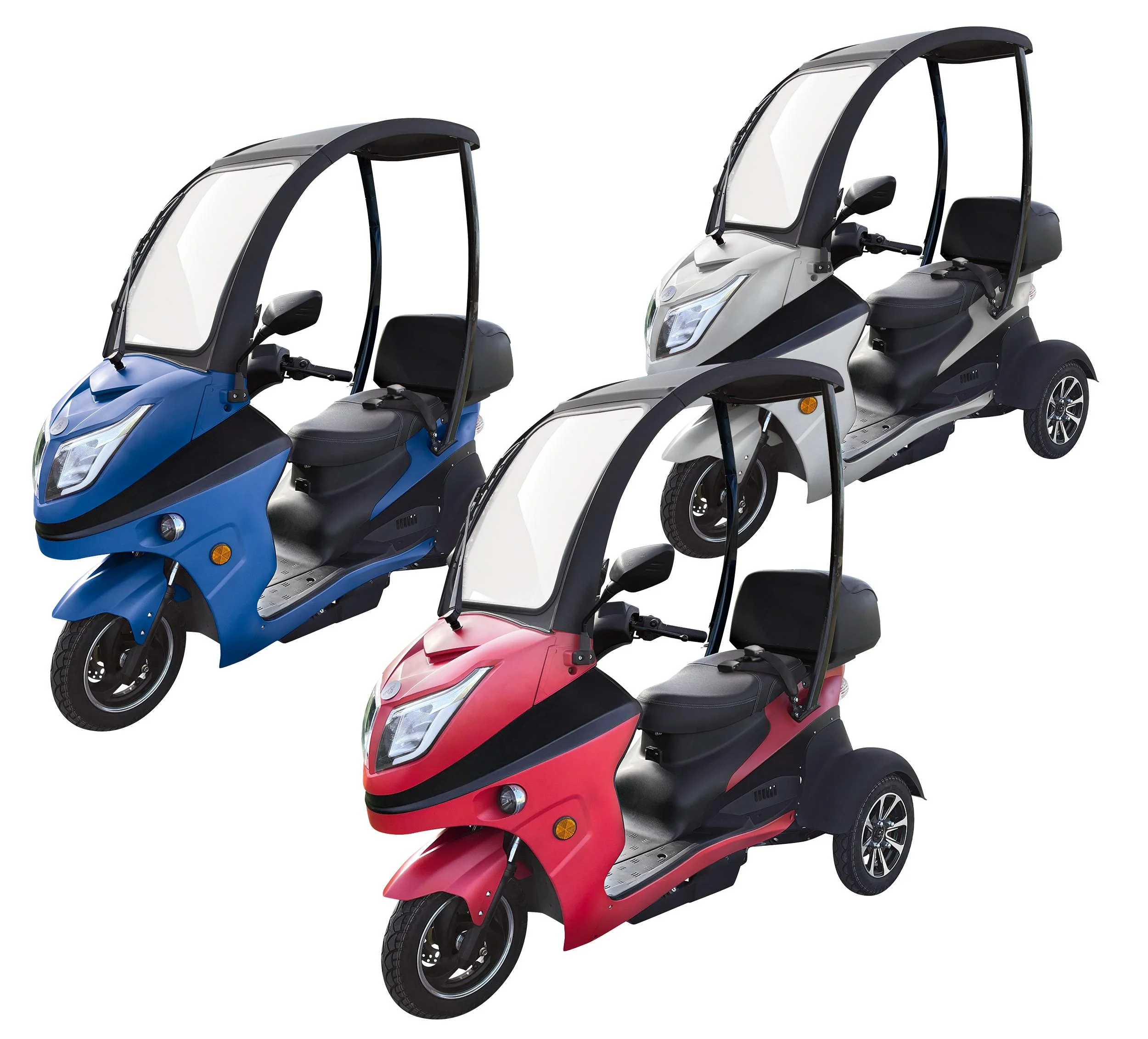 E-Kompaktroller "Lucca Trio" - 40 km/h - Wind und wetterfest, rot