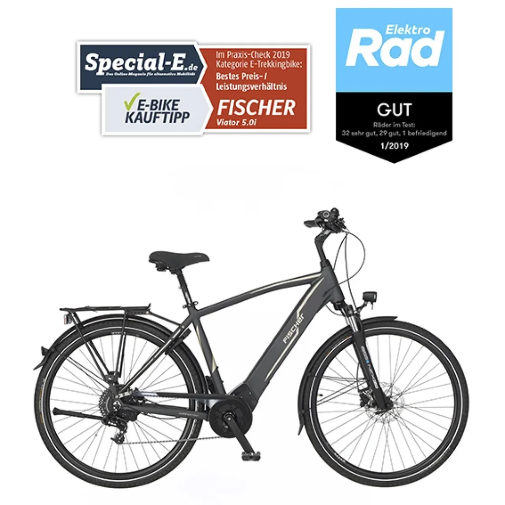 Herren E-Bike Trekking, 28 Zoll, Rahmengröße 55 cm,10-Gang Kettenschaltung, schiefergrau matt, VIATOR 5.0i