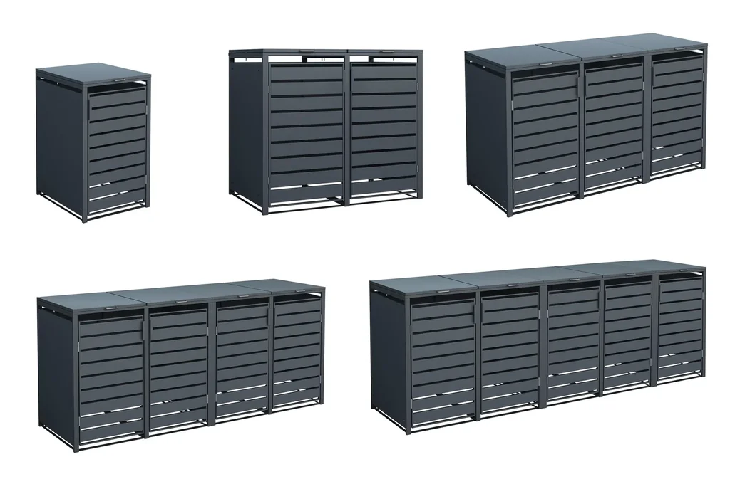 Mülltonnenbox 2-fach mit Deckel, Anthrazit