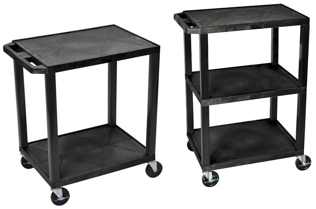 Mehrzweckwagen Kunststoff Tischwagen flach - 3 Etagen, Ladehöhe 865 mm / Abstand 310 mm