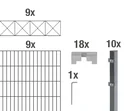 Doppelstabmattenzaun Sets anthrazit mit Dekorelement "Nexus"", Länge: 18 m, Höhe: 140 cm
