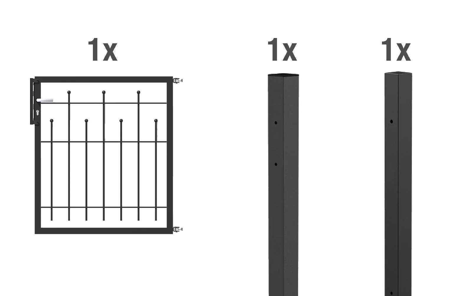 Einzeltorset Madrid, zum Einbetonieren, anthrazit-metallic, Höhe 100 cm, Breite 1 m