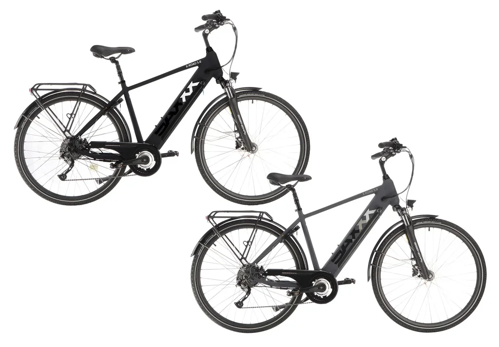 Herren Trekking E-Bike, 28 Zoll, Rahmenhöhe 50 cm 9-Gang Kettenschaltung blaugrau, Kempten