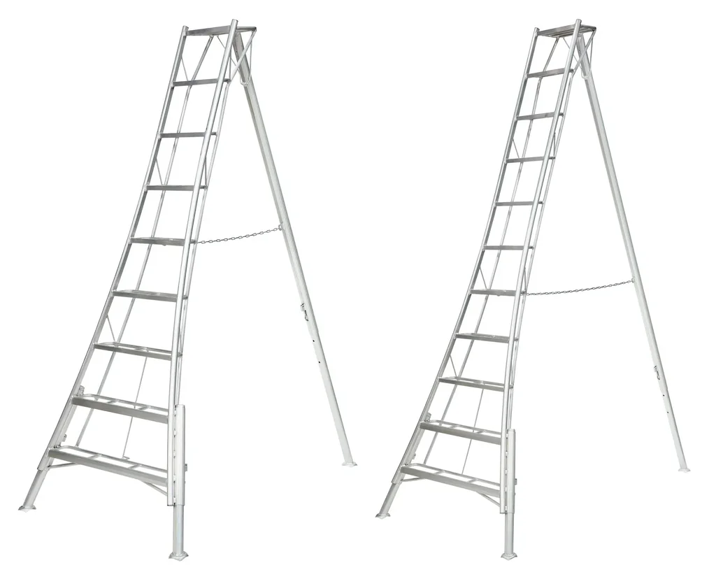 Leiter 3-Holm-Gartenleiter höhenverstellbar 128x248x330 cm Silber